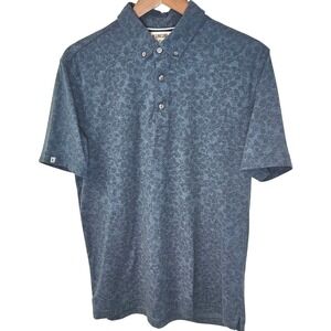 Linksoul Men's Medium‎ Polo Shirt Blue Gray Organic Cotton Golf Tempus Fugit